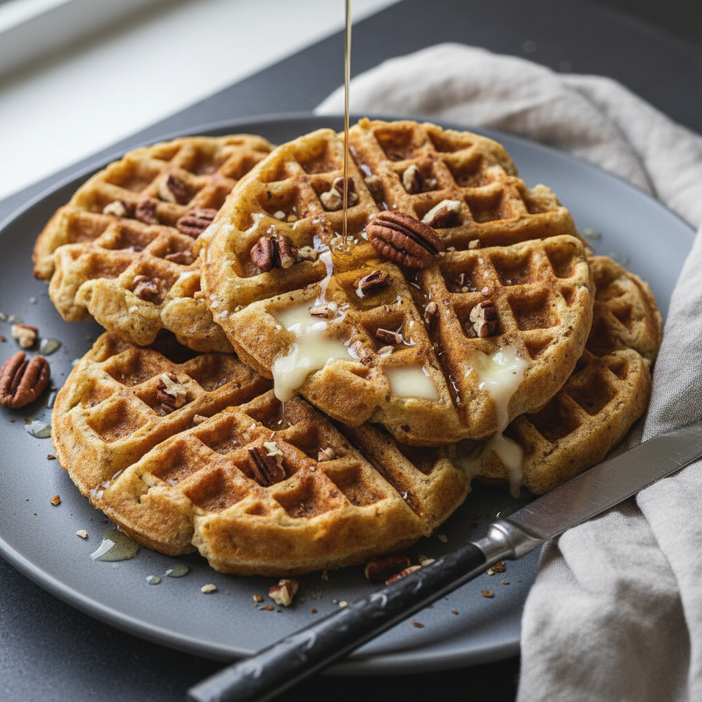 Waffles de Queso Brie y Nueces con Miel de Yaca