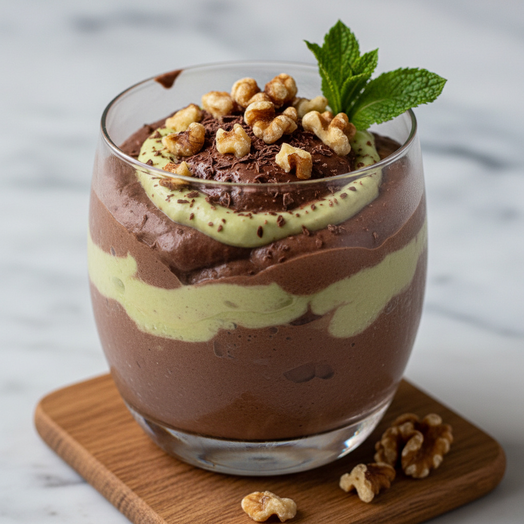 Mousse de Chocolate Keto con Crema de Aguacate y Nueces