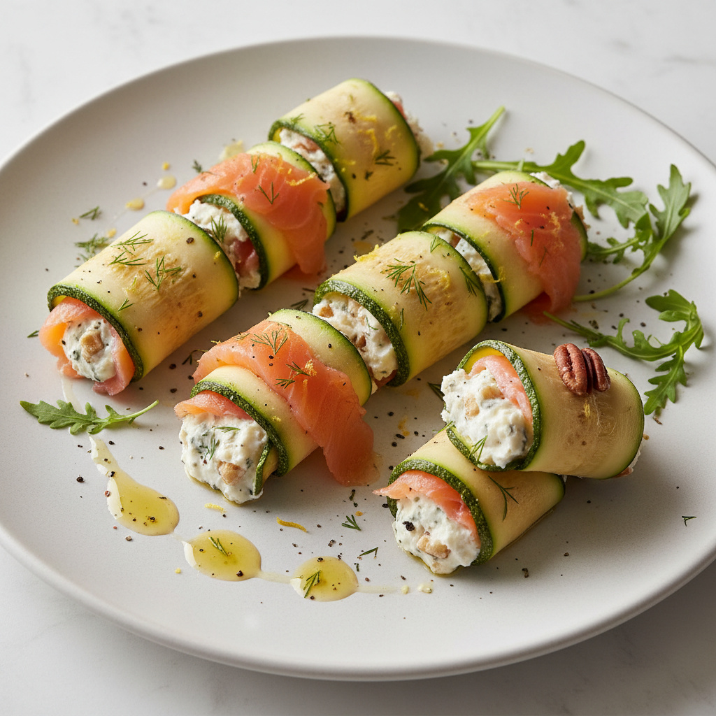 Rollitos de Calabacín con Queso Camembert y Salmón