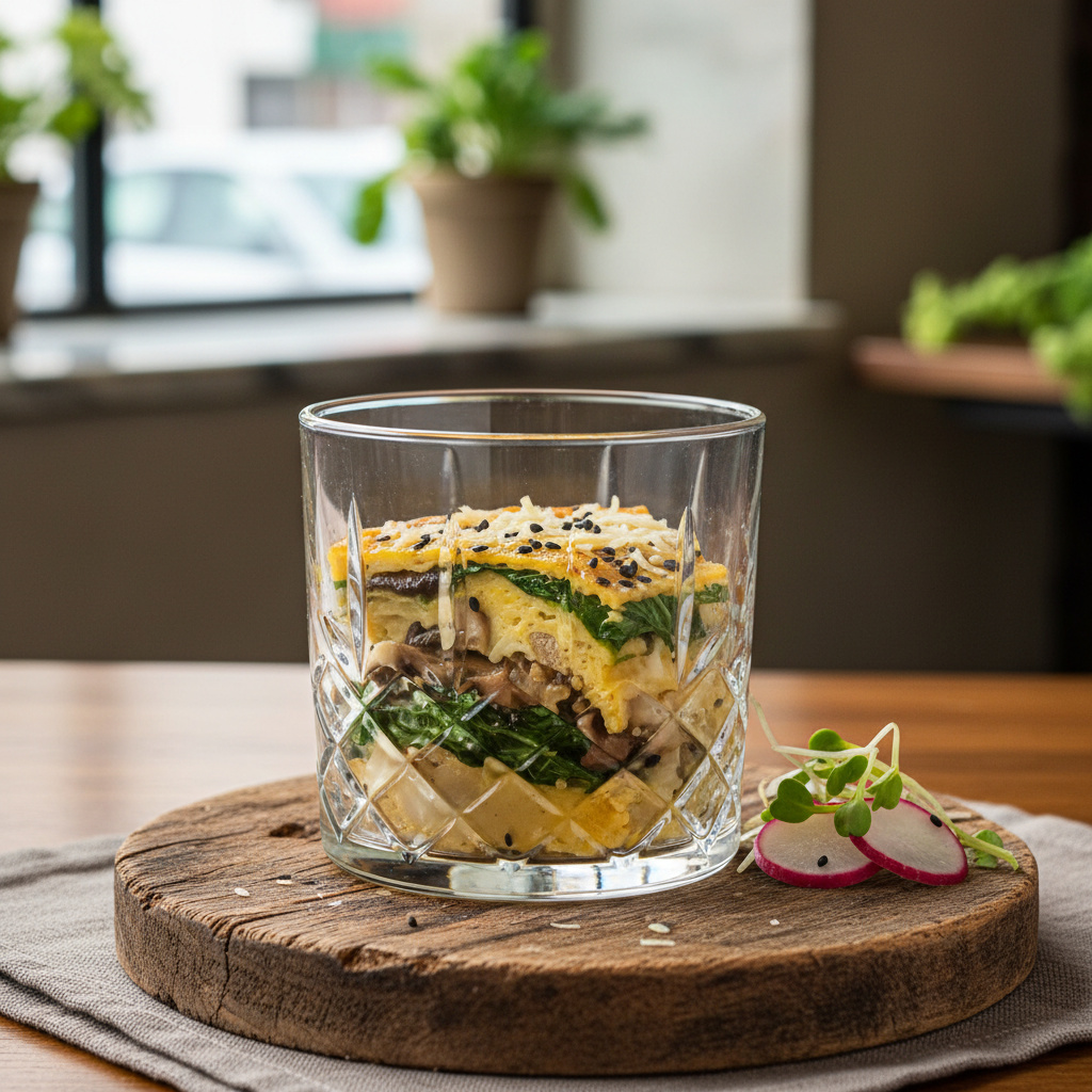 Tortilla de Bok Choy y Setas con Queso Manchego