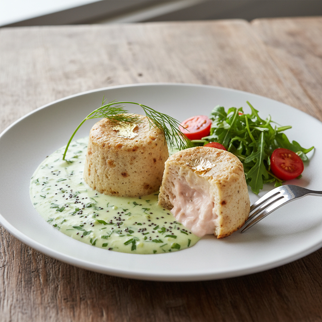 Coulant de Caballa con Crema de Pepino y Eneldo