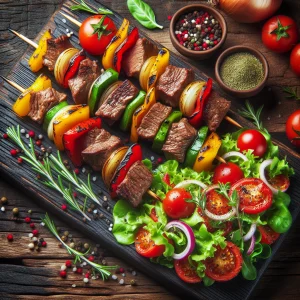 Brochetas de res keto, jugosas y llenas de sabor
