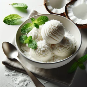 Helado de coco keto, cremoso y sin azúcar