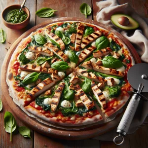 Pizza de pollo y espinacas keto, crujiente y deliciosa