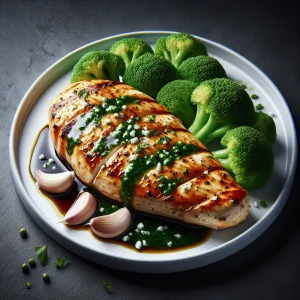 Pollo con salsa de ajo keto, jugoso y sabroso