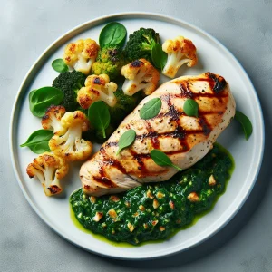 Pollo con salsa de espinacas keto, cremoso y sabroso