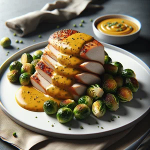 Pollo con salsa de mostaza keto, cremoso y sabroso