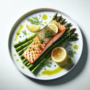 Salmón al horno keto con espárragos