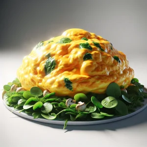Tortilla de espinacas keto con champiñones frescos
