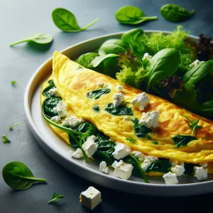 Tortilla de queso feta y espinacas keto, deliciosa y saludable