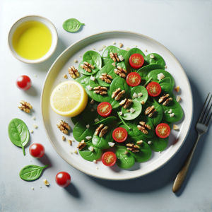 Ensalada de espinacas y nuez keto, fresca y deliciosa