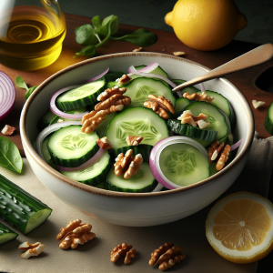 Ensalada de pepino y nueces keto, fresca y saludable