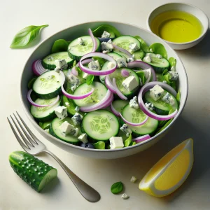 Ensalada de pepino y queso azul keto, fresca y sabrosa