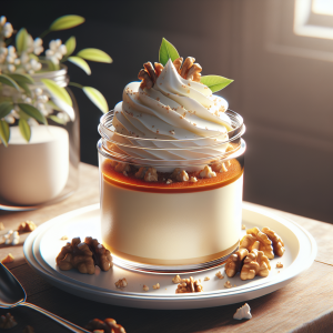 Flan de vainilla y nuez keto, cremoso y sin azúcar