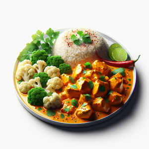 Pollo al curry con coliflor keto, sabroso y bajo en carbohidratos