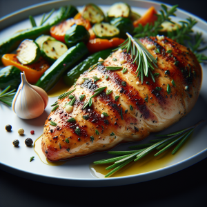Pollo al romero con verduras keto, jugoso y sabroso
