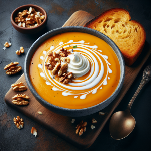 Sopa de calabaza y nuez keto, cremosa y ligera