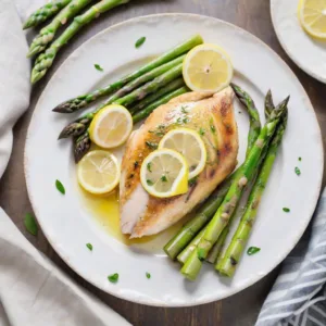 Pollo con Salsa de Limón y Espárragos Keto