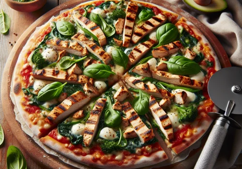 Pizza de pollo y espinacas keto, crujiente y deliciosa